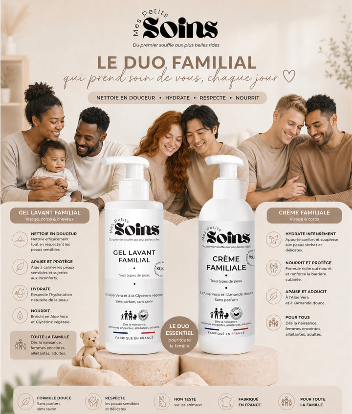 Translation missing: fr.Le Duo Familial - Crème 100ml et Gel Lavant 200ml (PRECOMMANDE)